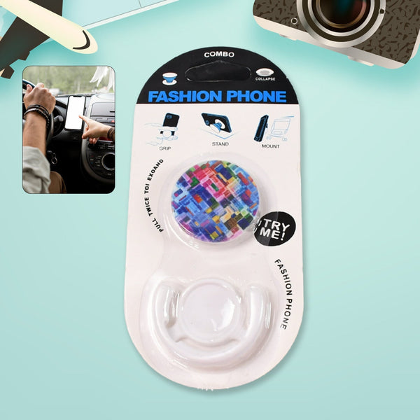 Fashion design pop up mobile phone grip holder smart phone bracket, Phone Stand & Grip with popclip car mount flowers pasley Your Brand