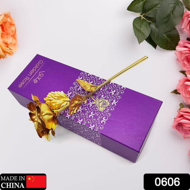 Luxury Decorative Gold Plated Artificial Golden Rose with Premium Box Your Brand