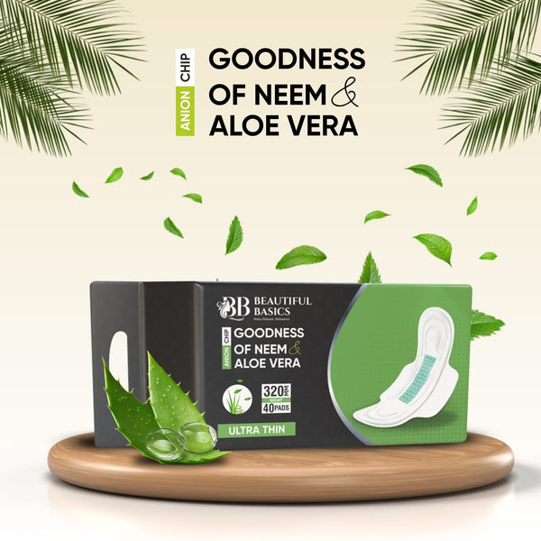 Sanitary Pads for Women With Goodness of Neem & Aloe Vera | Ultra Thin | Leakage Protection | PH Balance | With Antibacterial Anion Chip | 5X More Absorbance (320 mm / 36 Pads) Your Brand