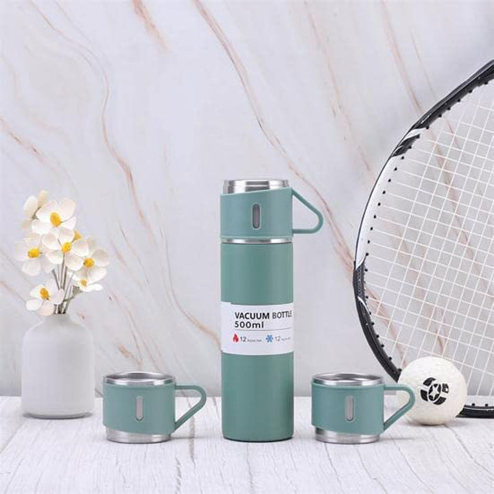 Vacuum Insulated Flask Set with 3 Cups (1 Pc / 500ml) - TezCart