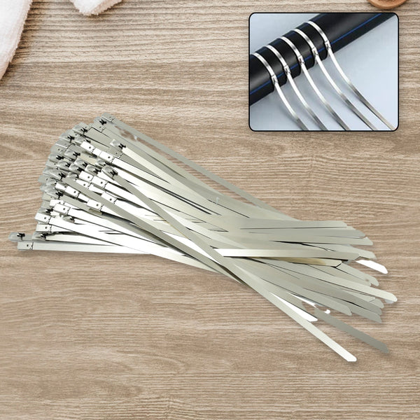 Stainless Steel Cable TIE Used for Solar, Industrial and Home Improvement Multipurpose HIGH Strength, Self-Locking Zip Ties, Multi-purpose Tie, Portable Rustproof 100Pcs Wide Application Zip Tie Set for Building (4.6x100MM /  100 pcs Set) Your Brand