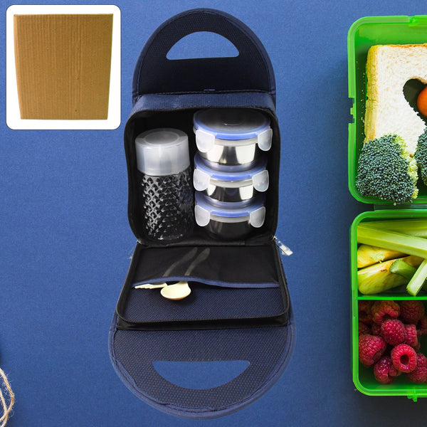 Compact Stainless Steel Airtight Lunch Box Set - 4 pcs (3 Leakproof Containers and 1 Bottle) Your Brand