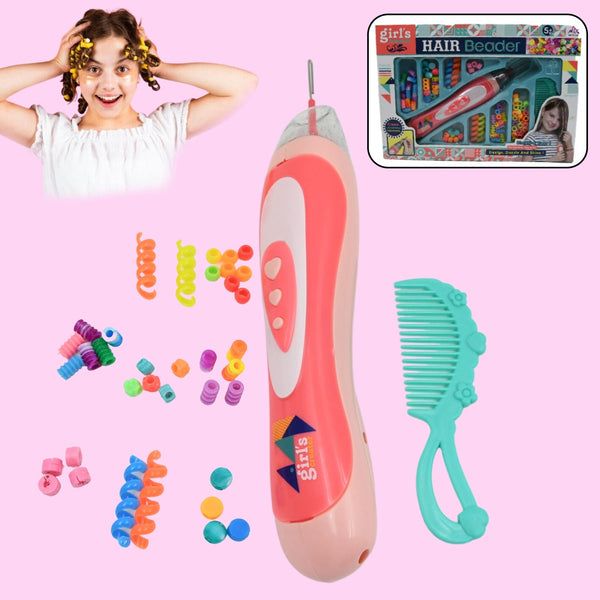 Hair Styling Clasp Clips Twisting Stringing Beads Kit for Girls, Portable Hair Braider Machine,Hairstyle Braid Kit DIY Hair Styling Tool with Comb, Rubber, Button Beads and Beads (85 Pcs Set) Your Brand