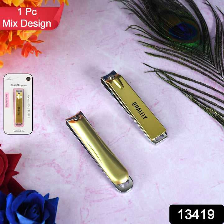 Stainless Steel Folding Portable Large Nail Clippers with Nail File (1 Pc / Mix Design) - TezCart