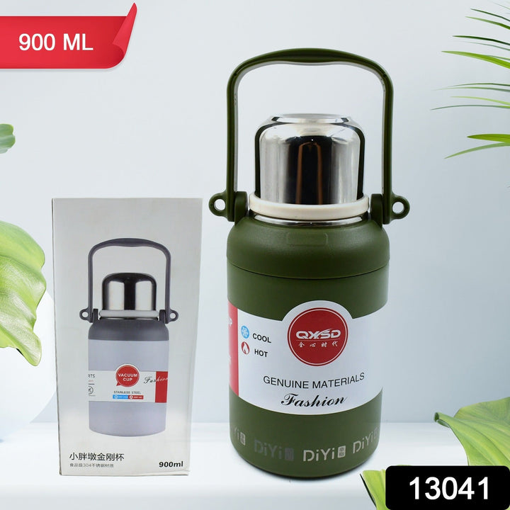 Stainless Steel Vacuum Insulated Water Bottle / Cup | Leak Proof Flask for Tea Coffee | Reusable Water Bottle with Hanging Strap | Bottle for Hot & Cold Drinks Wide Mouth Water Flask (900 ML / Mix Color) Your Brand