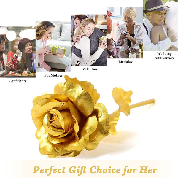Luxury Decorative Gold Plated Artificial Golden Rose with Premium Box Your Brand