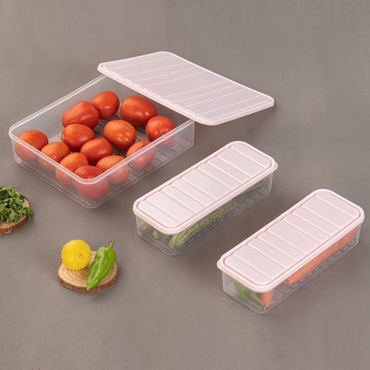 Plastic Food Storage Container for Fridge, fridge storage boxes with Lid Stackable Fridge Storage Containers freeze organizer items and storage, vegetable storage box for fridge, (3 Pcs set) Your Brand
