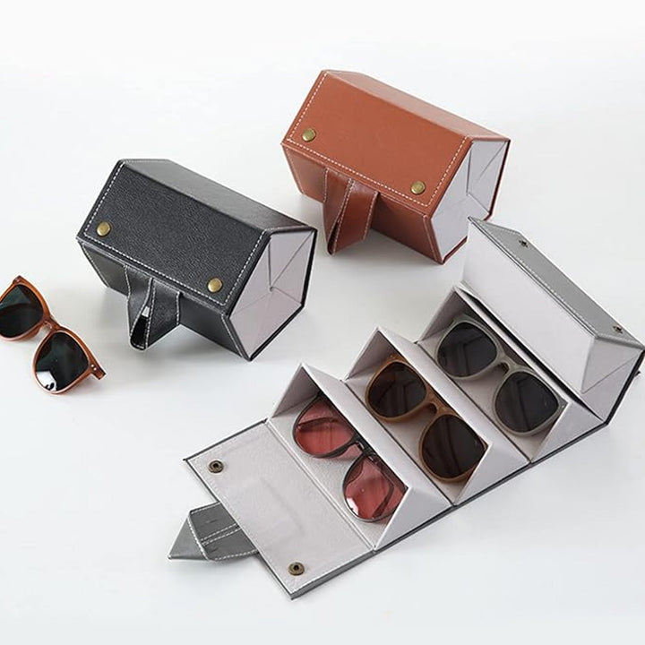 5 Slots Sunglasses Organizer Box, Glass Holder Box, spectacle case of sunglasses, Specs case, Foldable Travel Glasses Case Storage (1 Pc) Your Brand
