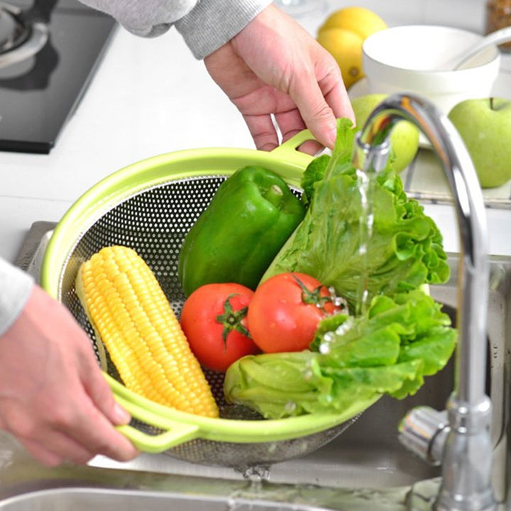 Stainless Steel Colander with Handle - Large Metal Mesh Basket Strainer (1 pc) Your Brand
