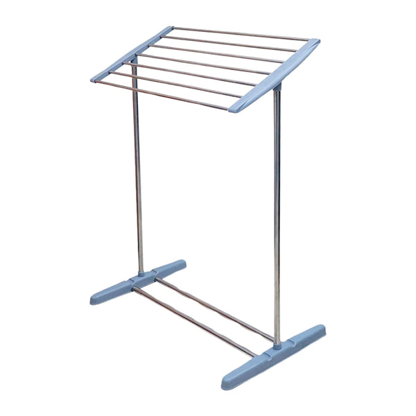 Multi-Functional Single Tier Mobile Towel Foldable Rack for Cloth and Towel / Stainless Steel and Plastic Made Mobile Towel and Cloth Rack Holder Indoor / Outdoor Standing Movable Cloth Dryer Rack, Balcony Cloth Drying Stand Your Brand