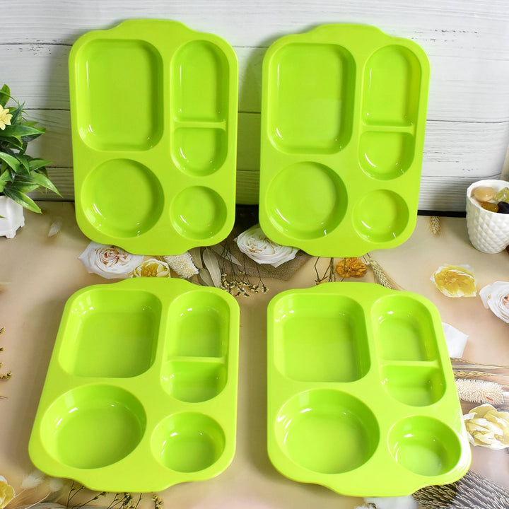 Unbreakable Plastic Food Plates / Biodegradable 5 Compartment Square Plate for Food Your Brand