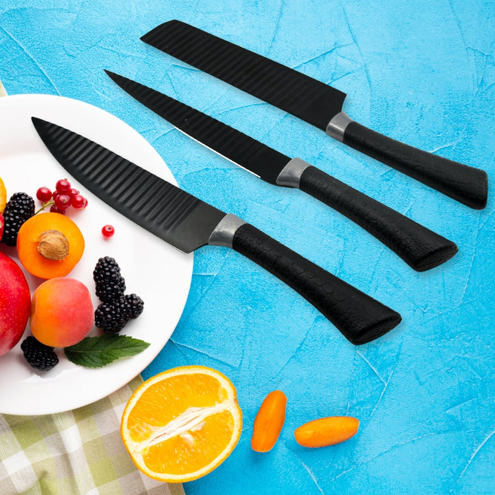6 Pieces Professional Kitchen Knife Set, Meat Knife, Chef's Knife with Non-Slip Handle for Home, Kitchen and Restaurant with Chef Peeler and Scissor (Stainless Steel / 6 Pcs Set) Your Brand