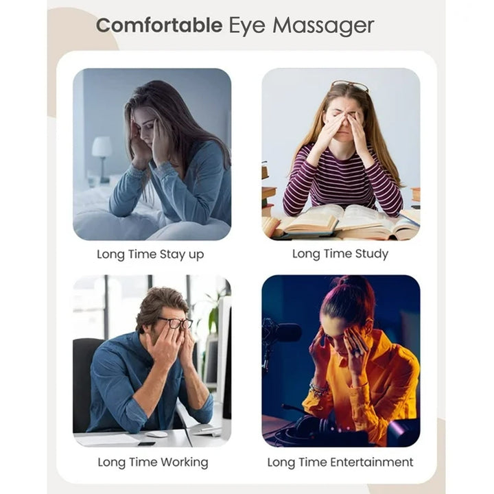 Electric Eye Massager Dark Circles Dry Eyes Eye Bag Eye Relief Vibration Magnet Therapy Eye Care Massage Device with Adjustable Elastic Band for Improving Sleep Your Brand