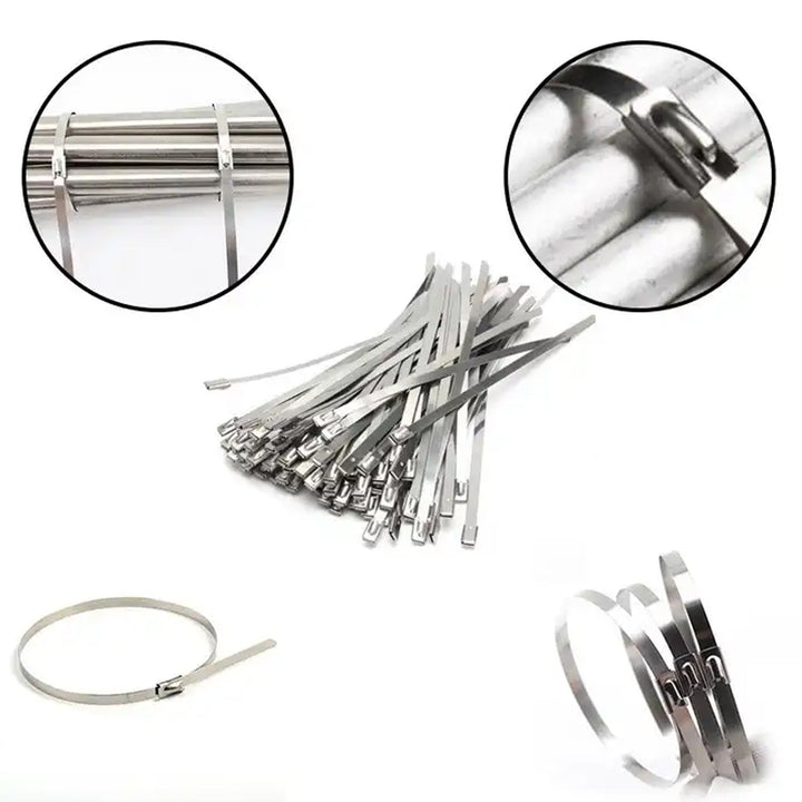 Stainless Steel Cable TIE Used for Solar, Industrial and Home Improvement Multipurpose HIGH Strength, Self-Locking Zip Ties, Multi-purpose Tie, Portable Rustproof 100Pcs Wide Application Zip Tie Set for Building (4.6x100MM /  100 pcs Set) Your Brand