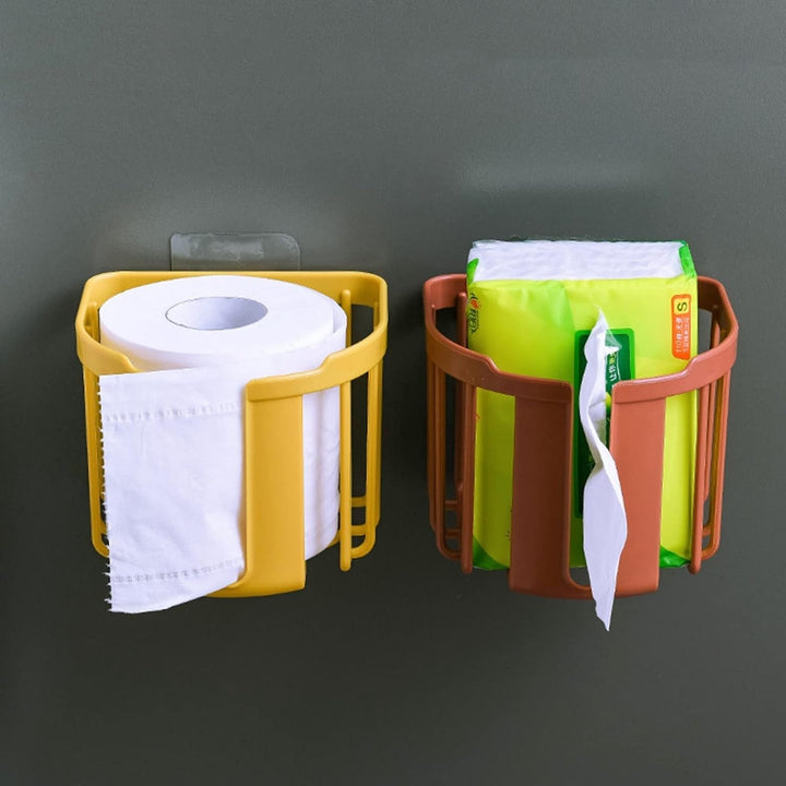 Toilet Paper Holder Bathroom, Tissue Roll Wall Mounted Plastic Bathroom Toilet Paper Roll Holder, Tissue Holder with Storage and Dispenser for Bathroom, Kitchen, Washroom | 14 x 13.5 x 11 Cm Your Brand