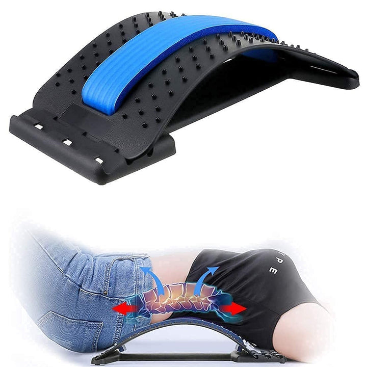 Back Pain Relief Device Back Stretcher, Spinal Curve Back Relaxation Device, Multi-Level Lumbar Region Back Support For Lower & Upper Muscle Pain Relief, Back Massager For Bed Chair & Car (1 Pc) Your Brand