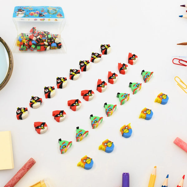 Fancy & Stylish Colorful Erasers, Mini Eraser Creative Cute Novelty Eraser for Children Different Designs Eraser Set for Return Gift, Birthday Party, School Prize (28 Pcs In 1 Packet) Your Brand