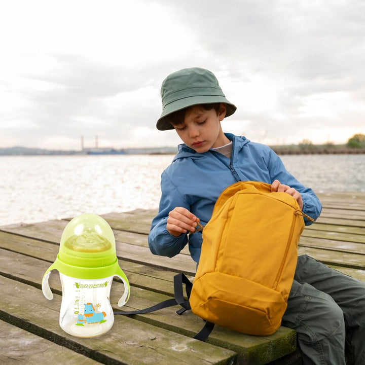 Plastic Baby Feeding Bottle with Handles Straw (300 ML / 1 Pc) - TezCart