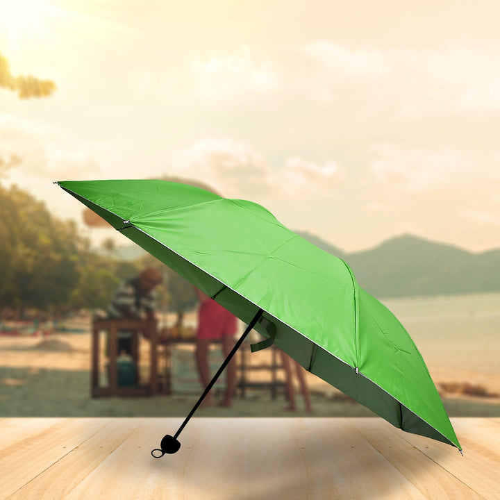 3 Fold Sun Protective Solid Foldable Outdoor Umbrella, Portable Sun, UV Protection Lightweight Rain Umbrella With Umbrella Case For Girls, Women, Men, Boys Your Brand