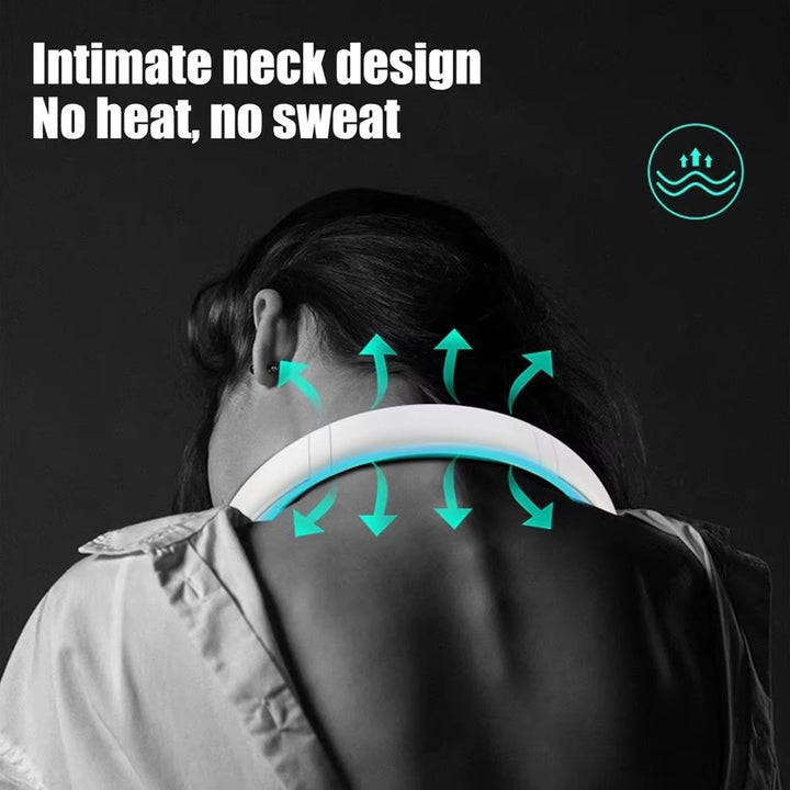 Neck Fan, Portable and Wearable Personal Fan, USB Rechargeable, Headphone Design, Neckband Fan with 3 Speeds, suitable for outdoor family sports travel Your Brand