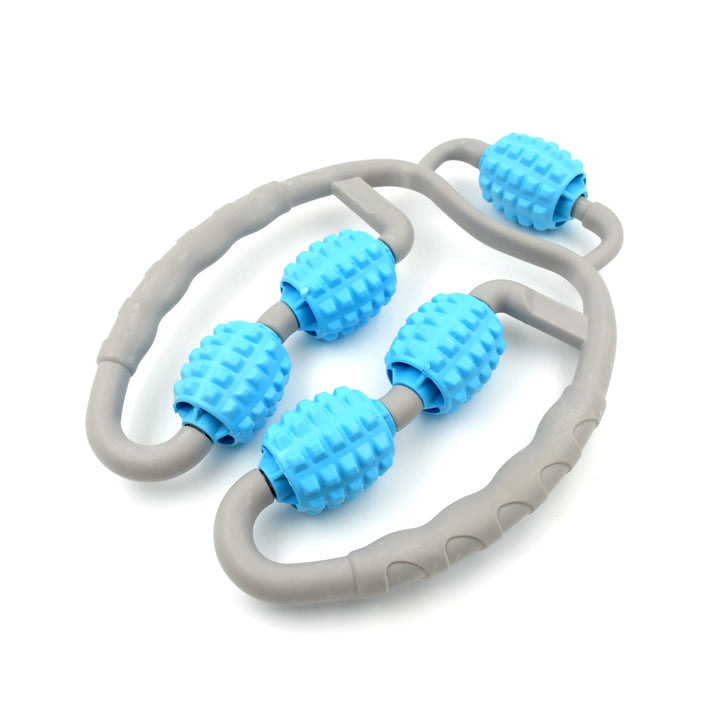 Muscle Massage Roller, 5 Wheels Relieve Soreness Leg Muscle Roller Fitness Roller Muscle Relaxer Massage Roller Ring Clip All Round Massaging Uniform Force Elastic PP Drop Shaped for Home Use (1 Pc) Your Brand