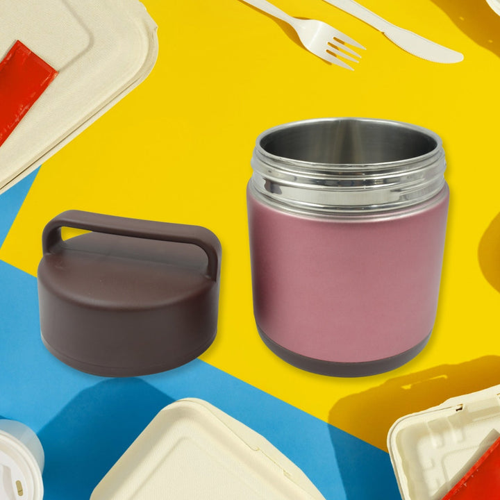 Vacuum insulated lunch box, 304 stainless steel, used for lunch storage, double-layer travel hiking picnic food jar, with folding spoon and handle BPA Free Thermos Lunch Box for Kids Adults (1600 ML) Your Brand