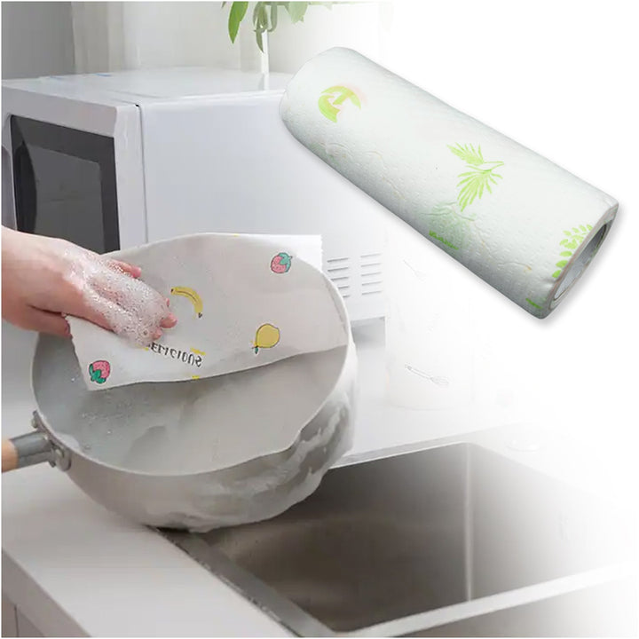 Non Woven Reusable and Washable Kitchen Printed Tissue Roll Non-stick Oil Absorbing Paper Roll Kitchen Special Paper Towel Wipe Paper Dish Cloth Cleaning Cloth 40 sheets / Pulls Your Brand