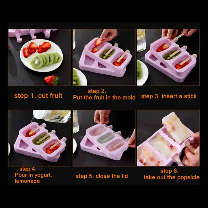 Silicone Popsicle Molds Ice Cream Pop Molds 4 Cavities with Lids 50 Pack Sticks for Kids Ice cube Maker Easy Release Your Brand