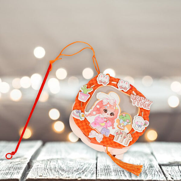 DIY Traditional Lanterns Handmade Cartoon Paper Lanterns, Antique Portable Lantern Hollow-Out Projection Luminescent LED Lamp DIY Hanging Paper Lanterns for Festival Party Decor Your Brand