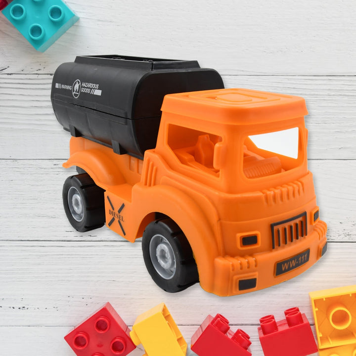 Tanker Truck Toys for Kids, friction power Vehicles Toy Truck, Plastic Truck, Friction Power Toy Trucks For Boys Girls, & Kids (1 Pc / Mix Color) Your Brand