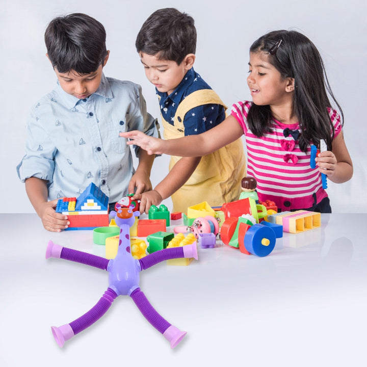 LED Telescopic Suction Cup Giraffe Toy, Pop Tubes Fidget Toys, Shape Changing Telescopic Sensory Tubes Fidget Tubes Sensory Toys Suction Toy, Funny Gift (3 Pcs Set) Your Brand