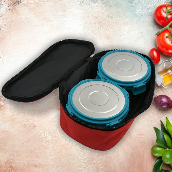 Miracle Carry Lunch Box Microwave Safe Lunch Box With Insulated Bag 2 Compartment Lunch Box (400 ML / 2 pc) Your Brand