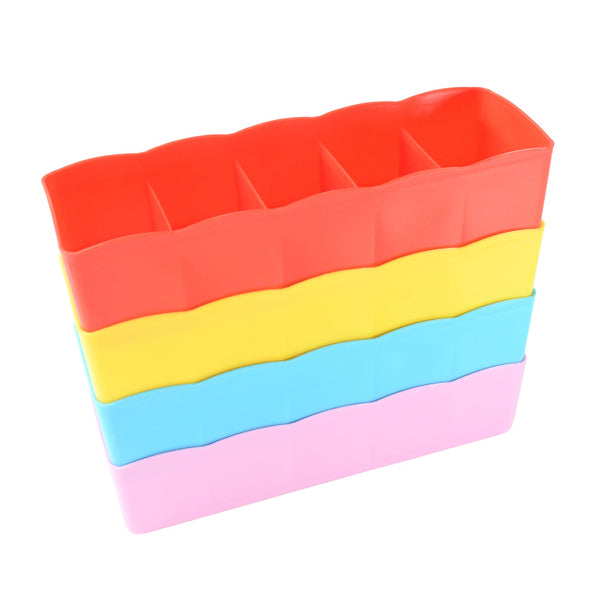 Multi-Function Desktop Drawer Storage Box Clothing Organizer 5 Grid Storage Box Underwear Socks ,Ties Organizer Box (4 Pc Set) Your Brand