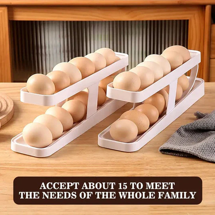 Plastic 2-Tier Rolling Egg Dispenser For 12-14 Eggs (1 Pc) - TezCart