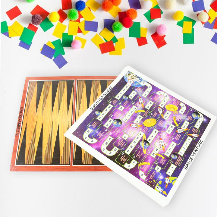 13 in 1 Family Board Game Chess, Snakes & Ladders, Ludo, Tic-Tac-Toe, Checkers, Travel Bingo, Football, Space Venture, Steeplechase Set for Kids Your Brand