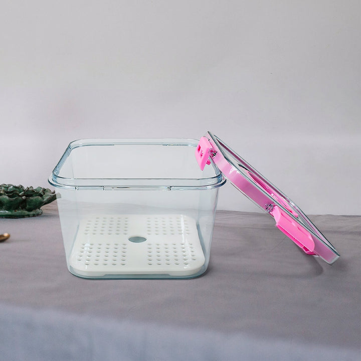 High Quality Plastic Food Storage Container Clear Washable Refrigerator Food Box Food Container Fruit Box Container with Lid (1400 ML) Your Brand