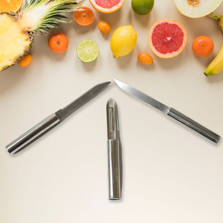 Stainless Steel Multipurpose Sharp Cutting Knife with Non-Slip Handle for Fruit, Meat and Vegetable Chopping (Pack Of 3) Your Brand