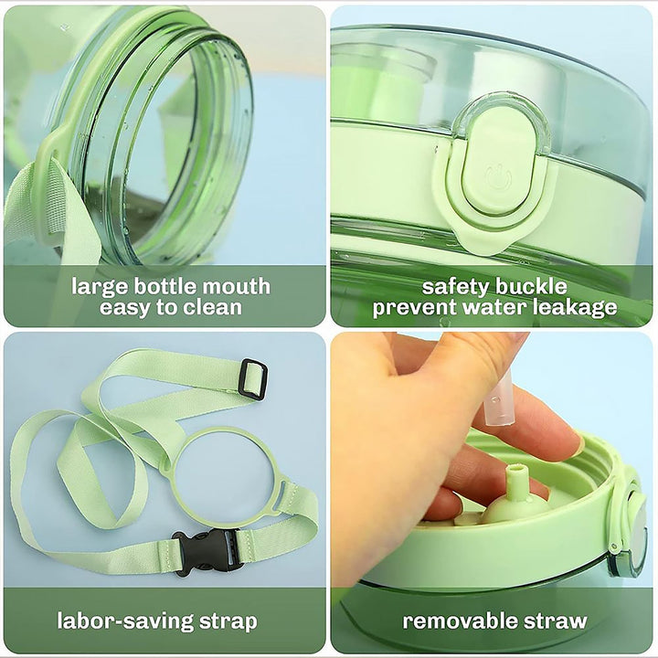 Insulated Water Bottle Portable Water Bottle With Strap, Sticker and Straw Cute Outdoor Sports Bottle For Water Travel Drinkware Jug Travel Water Bottle large Capacity Water Jug, Gym / Kid / Outdoor Sport / Campus, Fashionable (1300 ML Approx) Your Brand