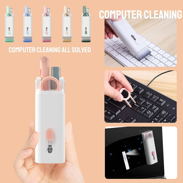 7 in 1 Electronic Cleaner kit, Cleaning Kit for Monitor Keyboard Airpods, Screen Dust Brush Including Soft Sweep, Swipe, Airpod Cleaner Pen, Key Puller and Spray Bottle   02 Your Brand
