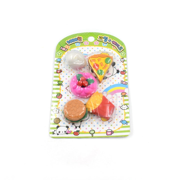 3D Food Shape Fancy & Stylish Colorful Erasers, Mini Eraser Creative Cute Novelty Eraser for Children Eraser Set for Return Gift, Birthday Party, School Prize(5 Pcs Set) Your Brand