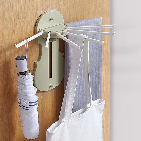 Plastic 7-in-1 Multifunction Retractable Wall-Mounted Pull-Out Hanger Rack Without Punching Hooks Up for Kitchen Bathroom - TezCart