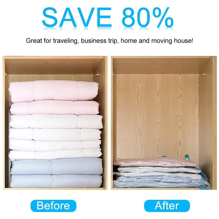 Vacuum Storage Bags with Suction Pump & Shirt clips - Vacuum Bags - Big Capacity Vacuum Seal Bags for Travel Clothes Blankets Pillows, Compression Bags | Space Saver Vacuum Storage Bags (5 Pcs Set) Your Brand