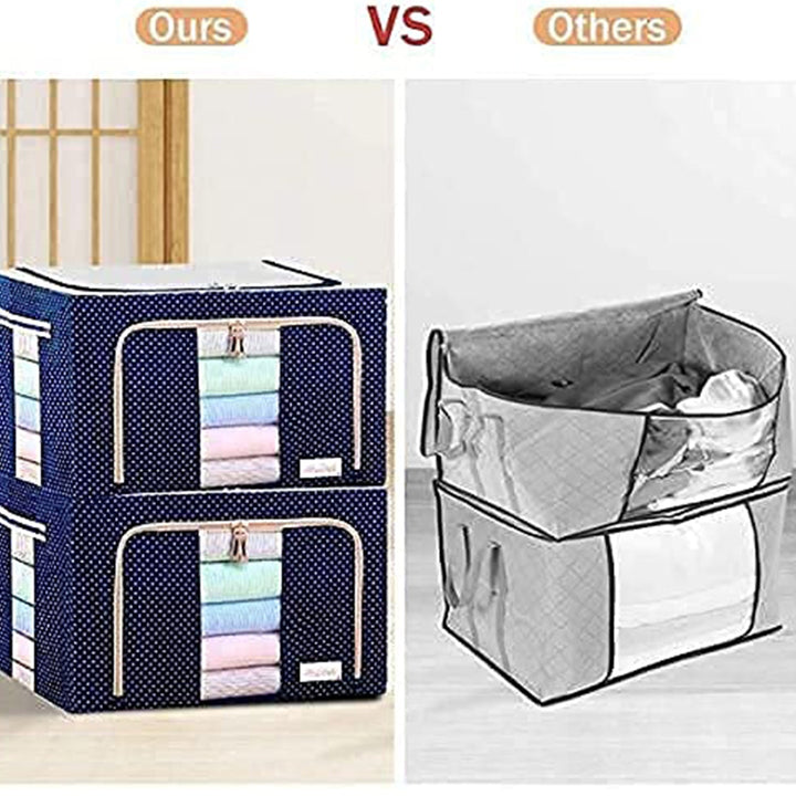 Foldable Steel Frame Clothes Living Storage Organizer Handled Bag - TezCart