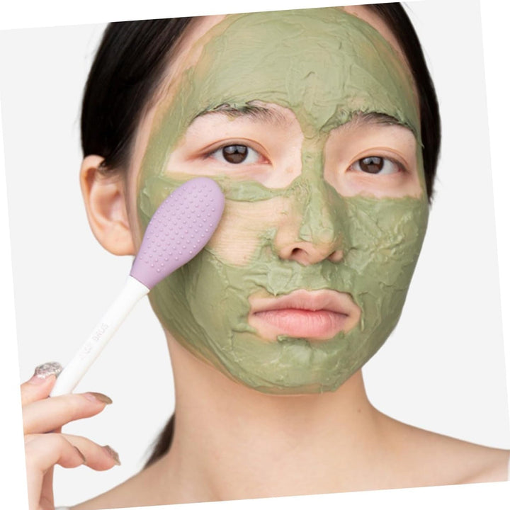 Double-headed Silicone Mask Brush Face Cleansing and Applying Mud Mask Beauty Salon Special Brush Smear Tool Facial Scrub Silicone Wash Scrubber Face Tools (1 Pc) Your Brand