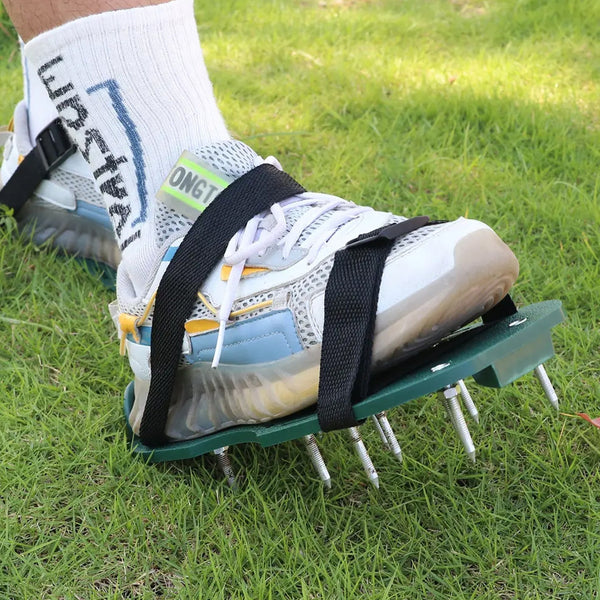 Lawn Aerator Sandals, Garden Grass Aerator Spiked Sandals Green Studded Shoes for Yard Patio Garden Excavation Your Brand