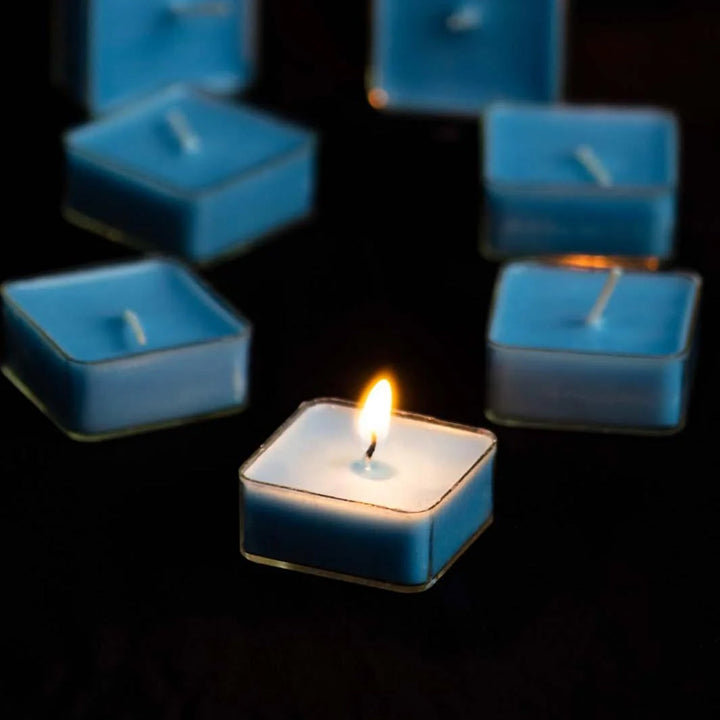 Smokeless Scented Acrylic Lavender Tealight Candles | Scented Acrylic Tealight Candle Set of 1 for Home Decoration and Celebrations | Long Burning Time Candle (1 Pc / Mix Color) Your Brand