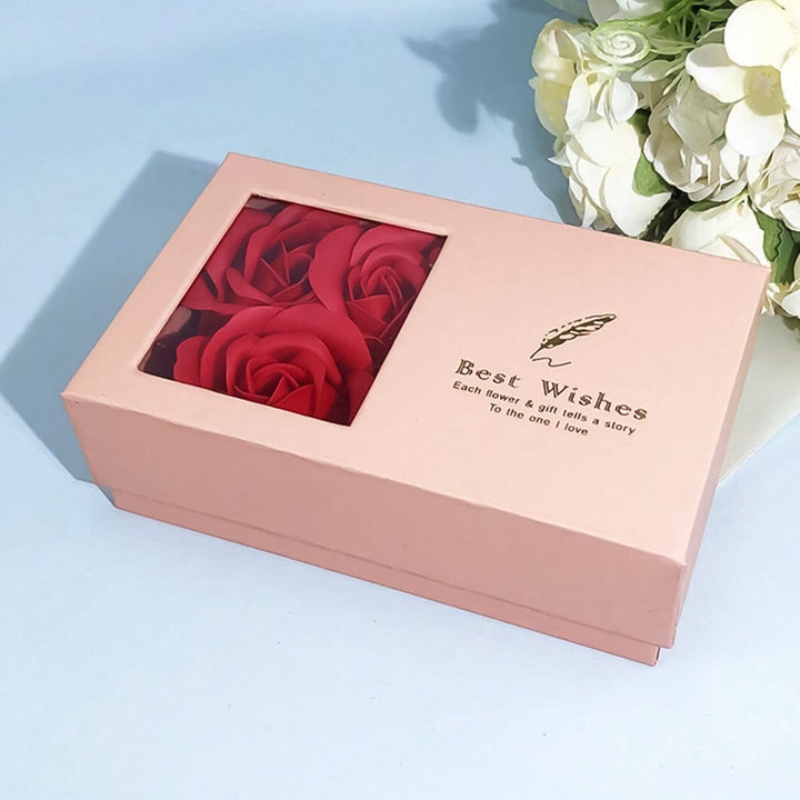 Jewellery Gift Box with Lids & Roses Packaging Box with 6 Roses (1 Set) - TezCart