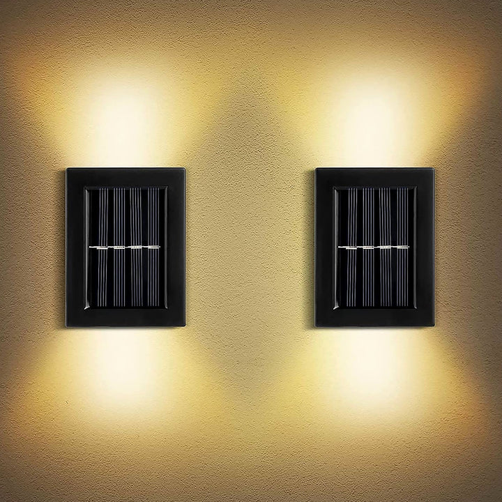 Solar Wall Lights Small Fence Lights Solar Powered Up Down LED Porch Light Garden Lights Outdoor Solar Landscape Lights WaterProof Light (1 Pc) Your Brand