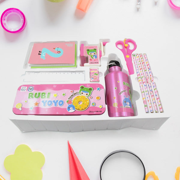 12-Piece Stationery Set: Pencil Box, Pencils, Erasers & More Your Brand