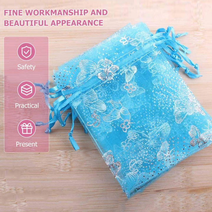 Organza Return Gift Bags Small Mesh Bags Drawstring Gift Bags Christmas Drawstring Organza Gift Bags, Wedding Party Festival Gift Bags, Jewellery Packing Pouch Dry Fruit Pouch 10×12 Cm (100 Pcs Set) Your Brand